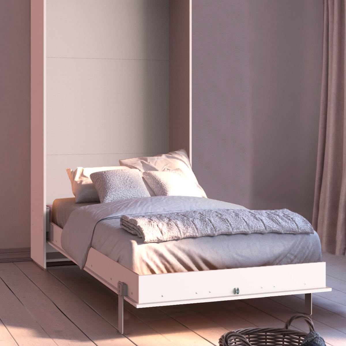 Schrankbett mit Lattenrost 90x200 Juist, Weiß - Weiß, KONVENTIONELL, Holz/Holzwerkstoff (90/200cm) - MID.YOU