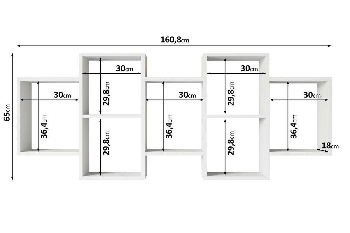 Wandregal Trio Weiß B: 160,8cm - Weiß, Basics, Holzwerkstoff (160,8/65/18cm)