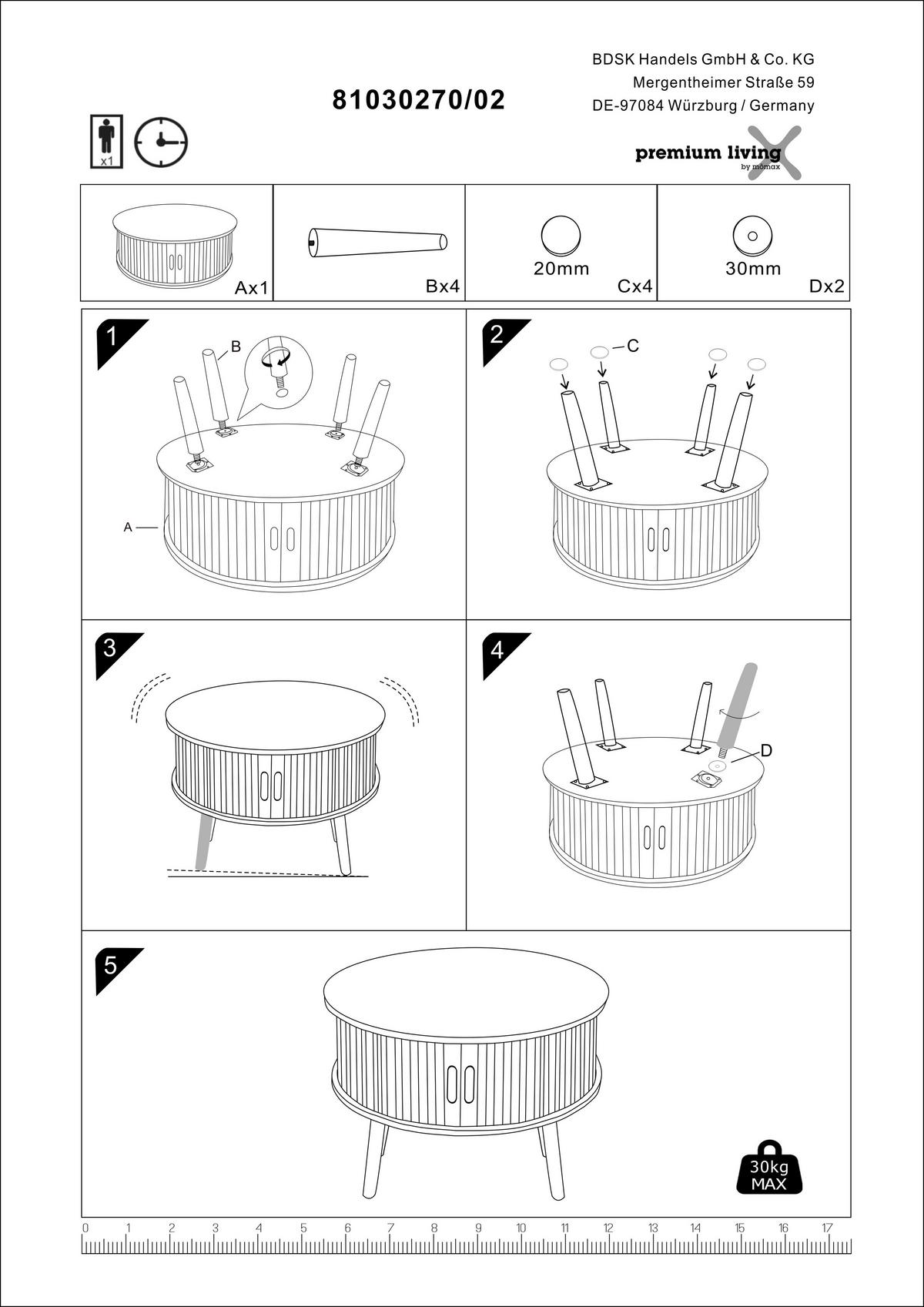 Konferenčný stolík SKANDY - prírodná farba, Modern, drevo/kompozitné drevo (60/60/40cm) - Premium Living