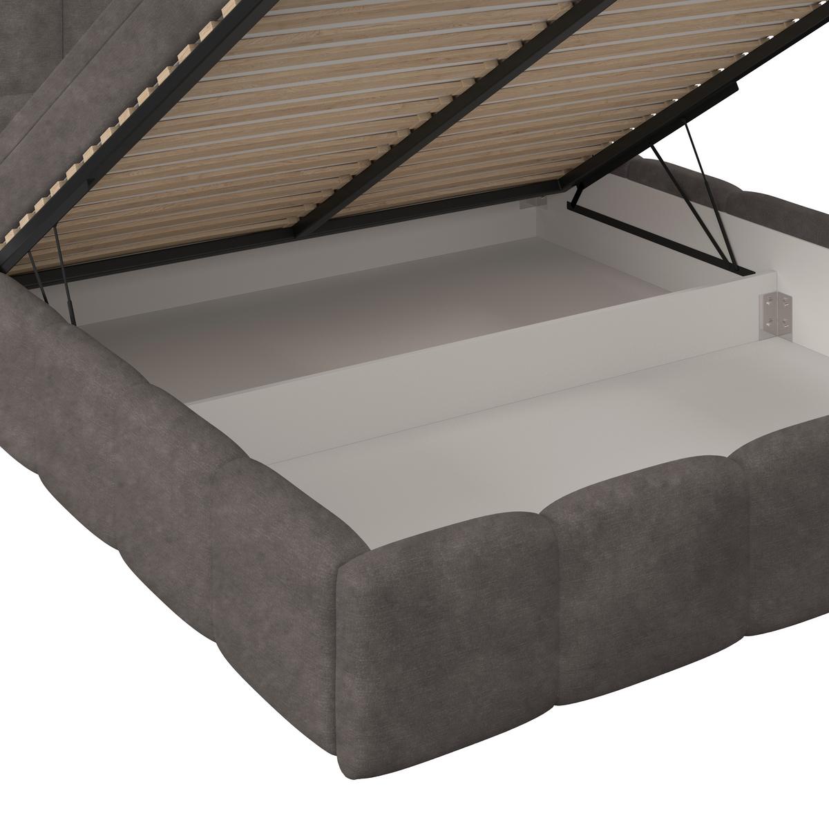 Polsterbett Noe Anthrazit 180x200 cm - Anthrazit/Schwarz, Trend, Textil/Metall (180/200cm)