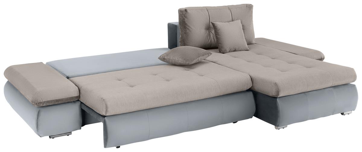 Rohová sedačka ENRICO, obojstranná, strieborná - čierna/chrómová, Konventionell, kov/textil (303/88/185cm) - Based