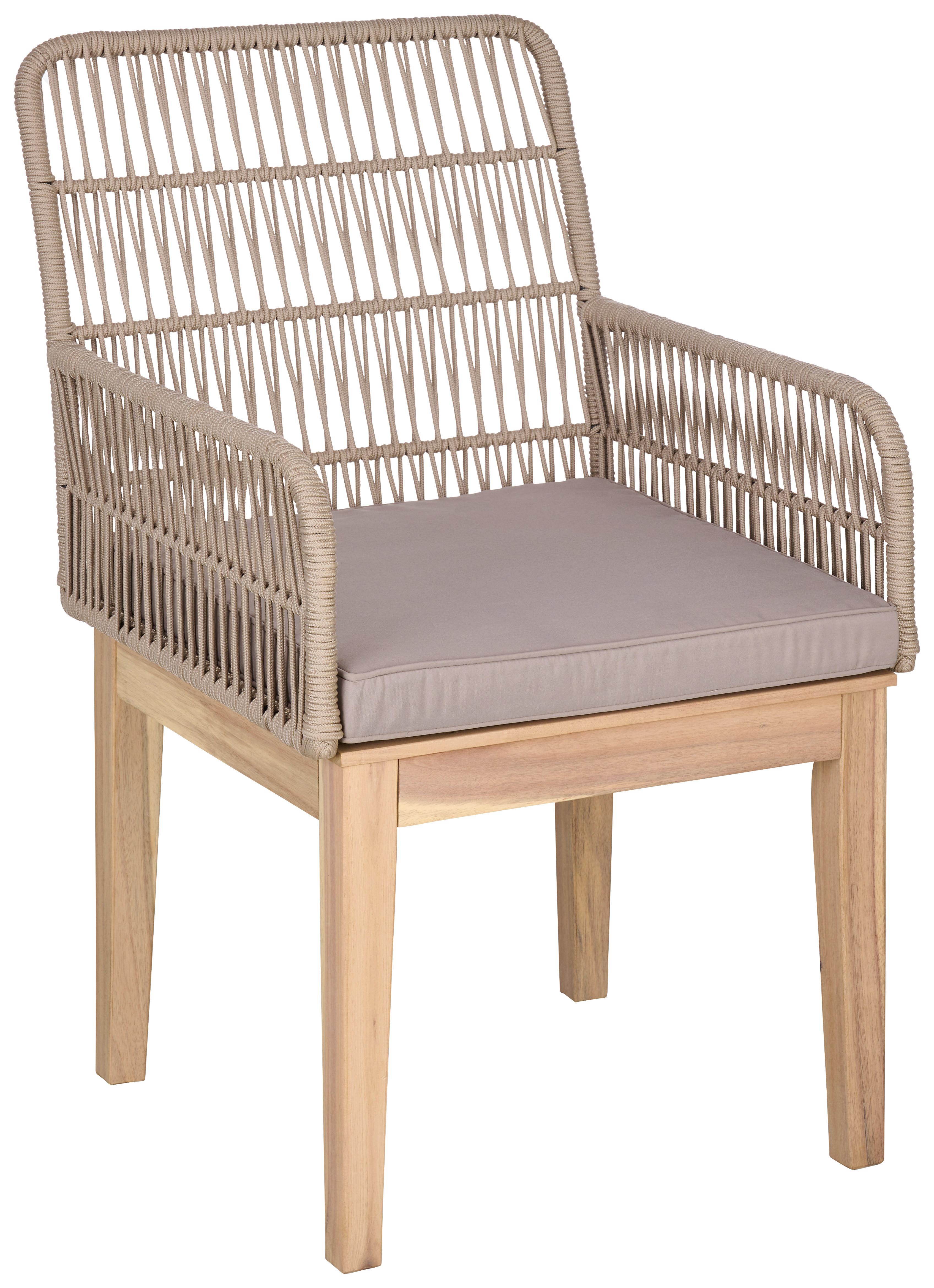 Gartenstuhl Bergen Aus Holz/kunststoff/textil - Hellbraun/Hellgrau, MODERN, Holz/Kunststoff (58/92/67cm) - Beldano