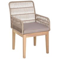 Gartenstuhl Bergen Aus Holz/kunststoff/textil - Hellbraun/Hellgrau, MODERN, Holz/Kunststoff (58/92/67cm) - Beldano
