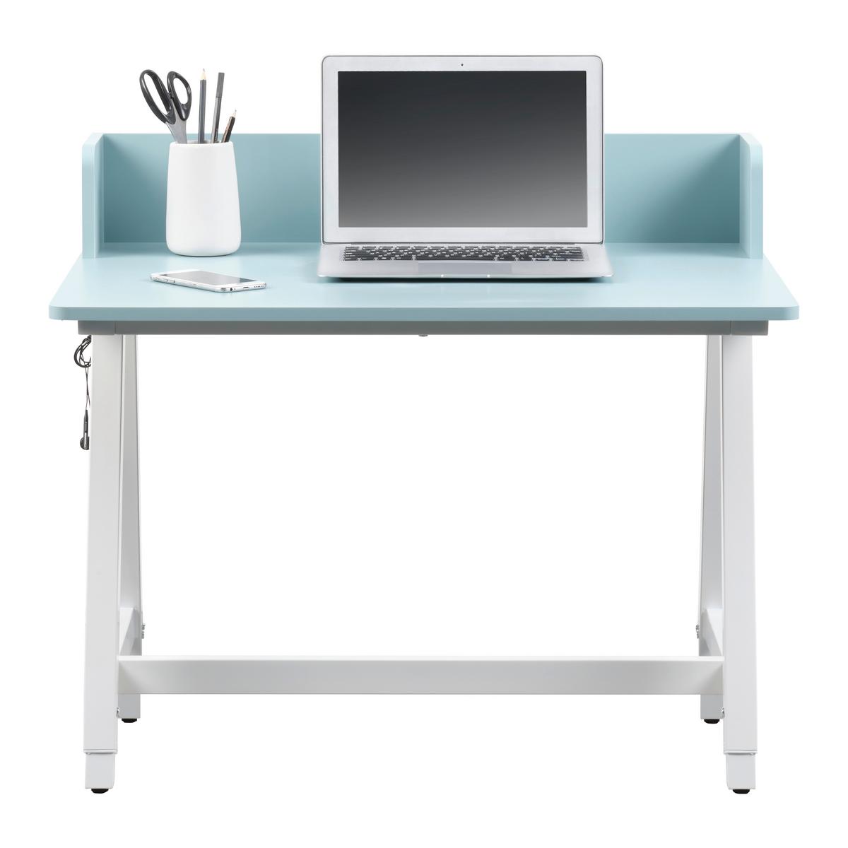 Písací stolík EMMELIE - svetlomodrá/biela, Modern, kov/kompozitné drevo (80/54-85/60cm) - Mömax