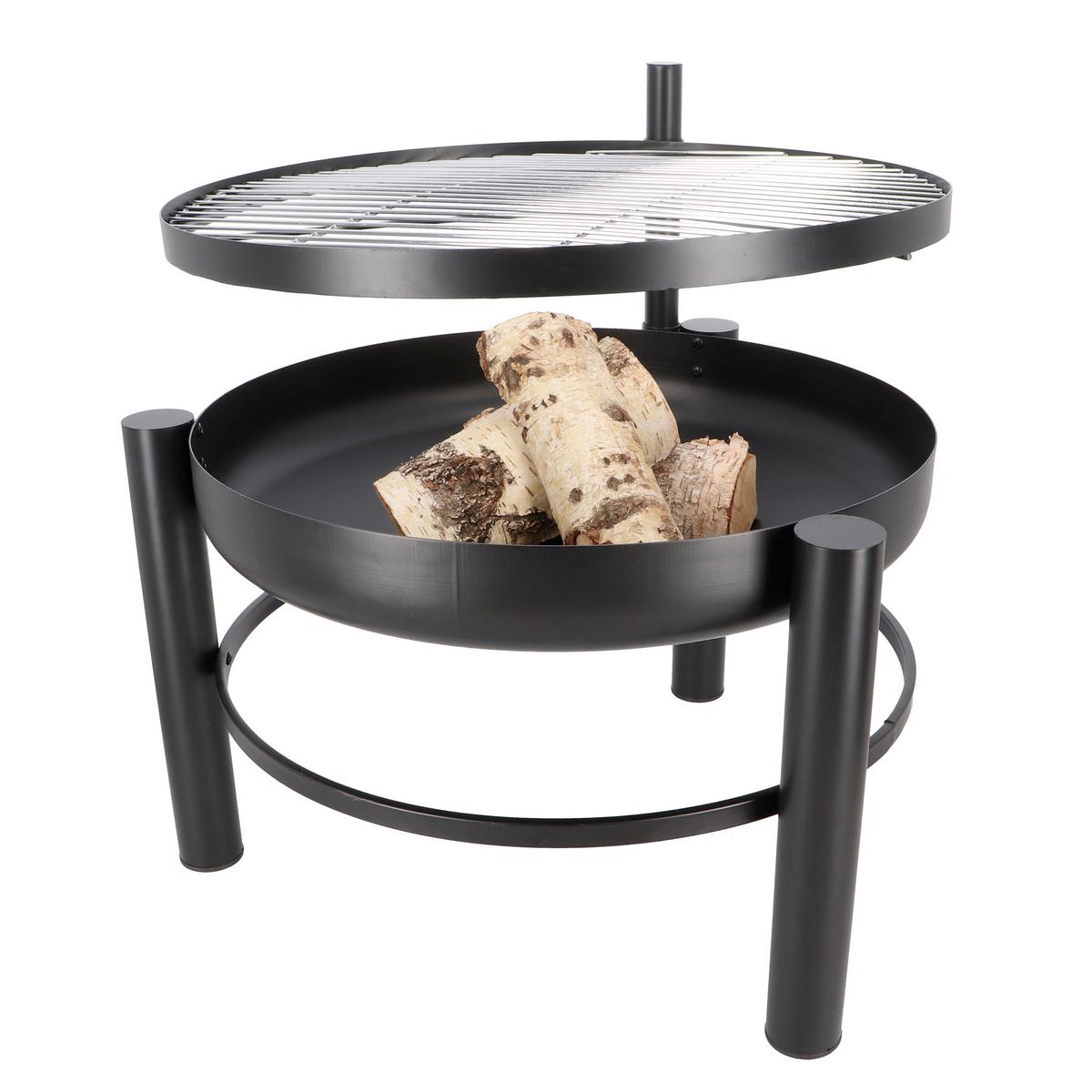 Feuerschale Ø 78 cm inkl. Grillrost - Schwarz, LIFESTYLE, Metall (66,5/69/78cm)