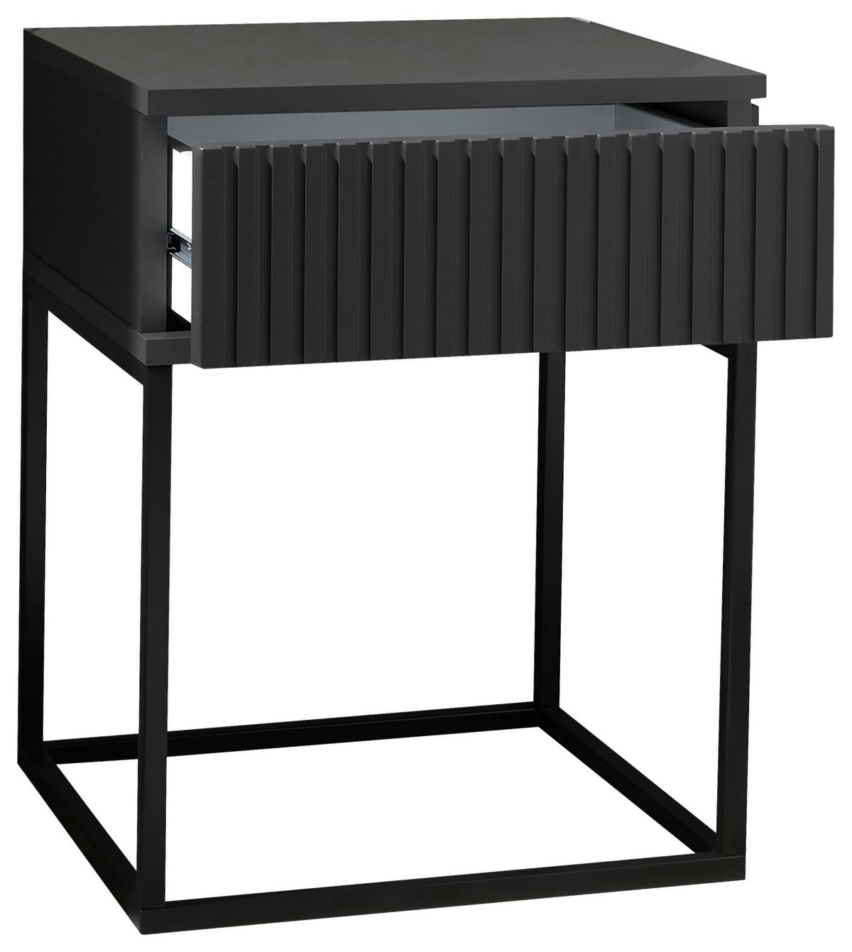 Nachtkästchen Graphitfarben/ Schwarz H: 52 cm Marle - Schwarz/Graphitfarben, MODERN, Holzwerkstoff/Metall (40/52/38,5cm) - Livetastic