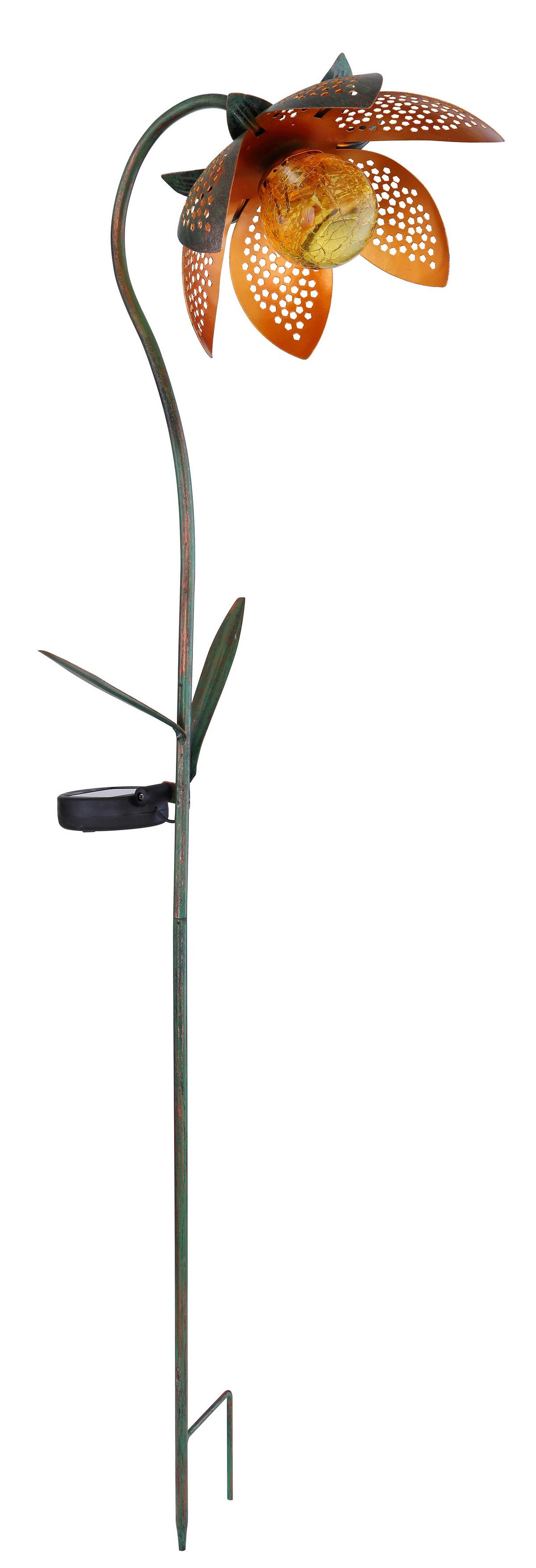 Solarleuchte Mit Erdspieß Grün /goldfarben/orange H: 90 Cm - Goldfarben/Orange, Basics, Glas/Metall (25/15/90cm) - Globo
