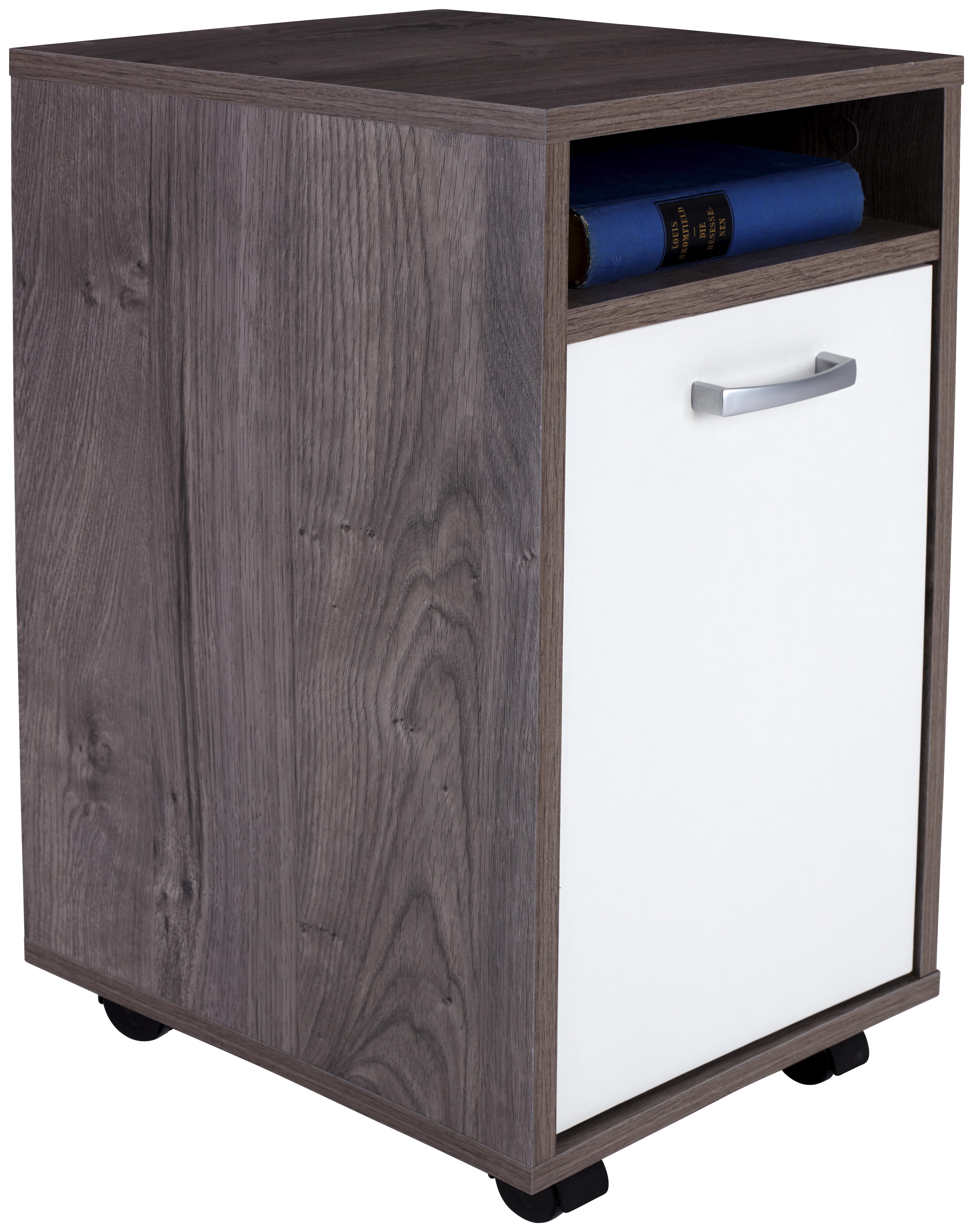 Rollcontainer Laurenc - Eichefarben/Weiß, MODERN, Kunststoff (33/59,5/38cm)