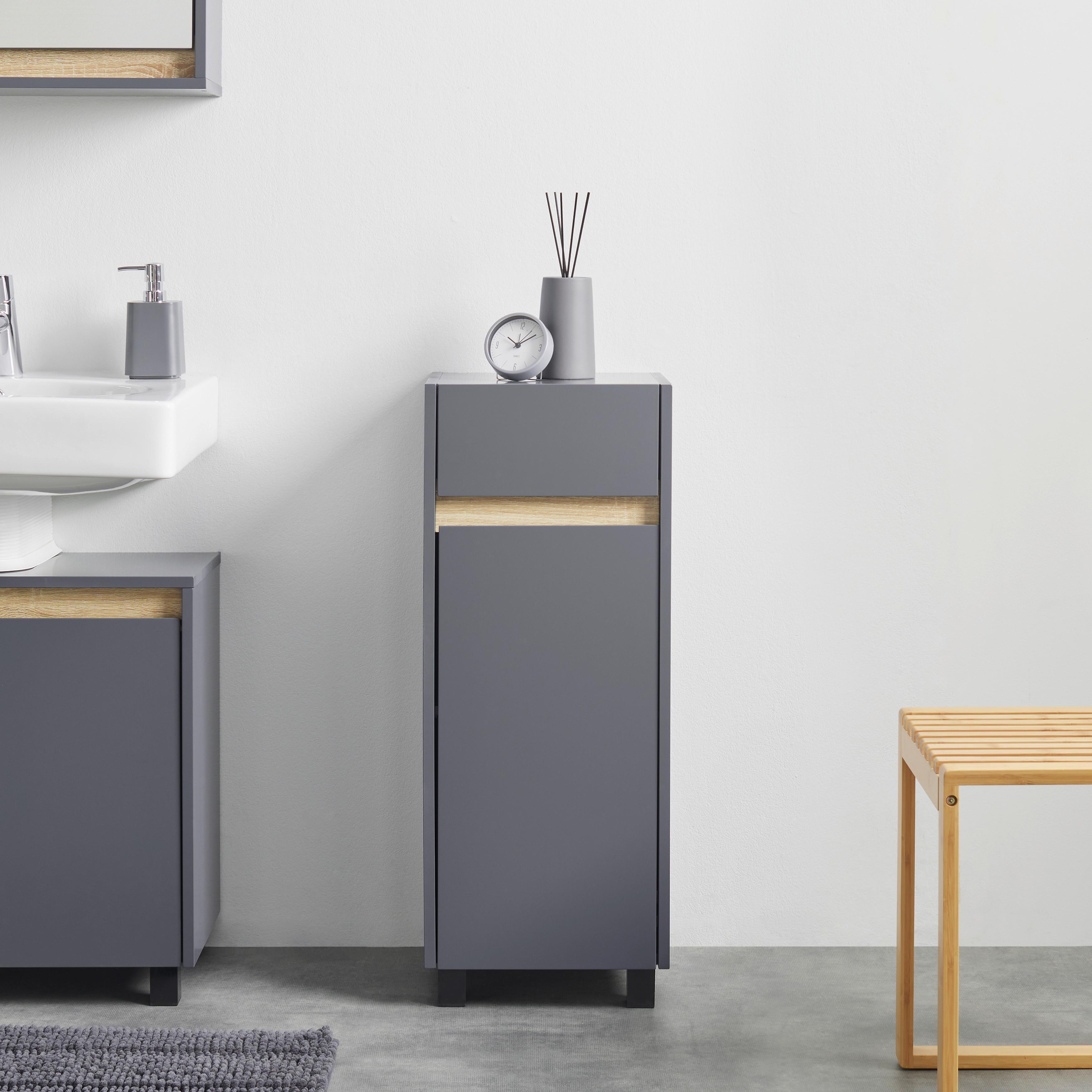 Nízka skrinka MASSIMO tmavá sivá - strieborná/tmavosivá, Modern, plast (33/85/30cm) - Bessagi Home