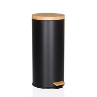 ABFALLEIMER Clean Bamboo Schwarz B: 37cm - Schwarz, MODERN, Kunststoff/Metall (37/64,5/29cm) - MID.YOU