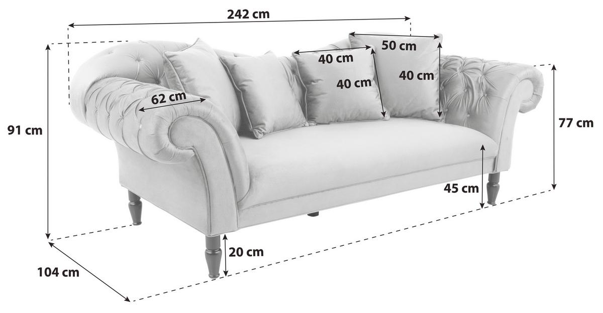 3-sitzer-sofa Cupido - Rot/Schwarz, Design, Textil (242/91/104cm) - MID.YOU