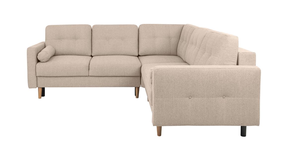Ecksofa Noret, Creme S: 242x242 Cm - Beige/Buchefarben, Design, Textil (242/242cm) - MID.YOU