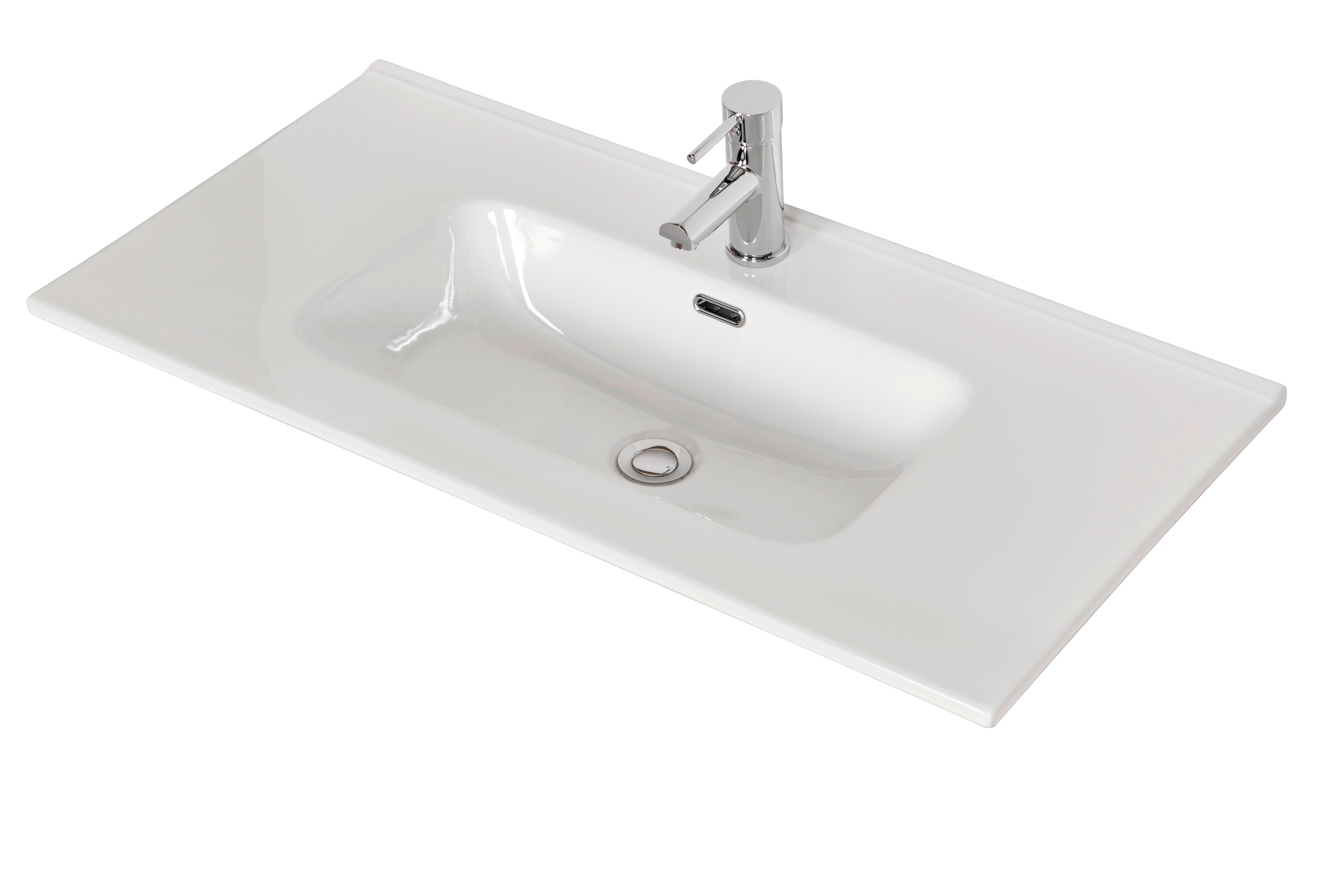 Waschbecken Denia Keramik Weiß 90x46 cm, Integr. Überlauf - Weiß, KONVENTIONELL, Keramik (90/18/46cm)