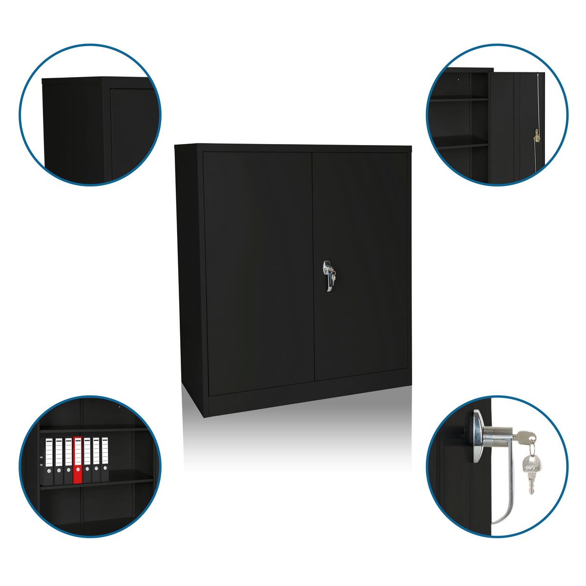 Aktenschrank Color As B: 90 Cm Abschließbar - Schwarz, Basics, Metall (90/105/40cm) - MID.YOU
