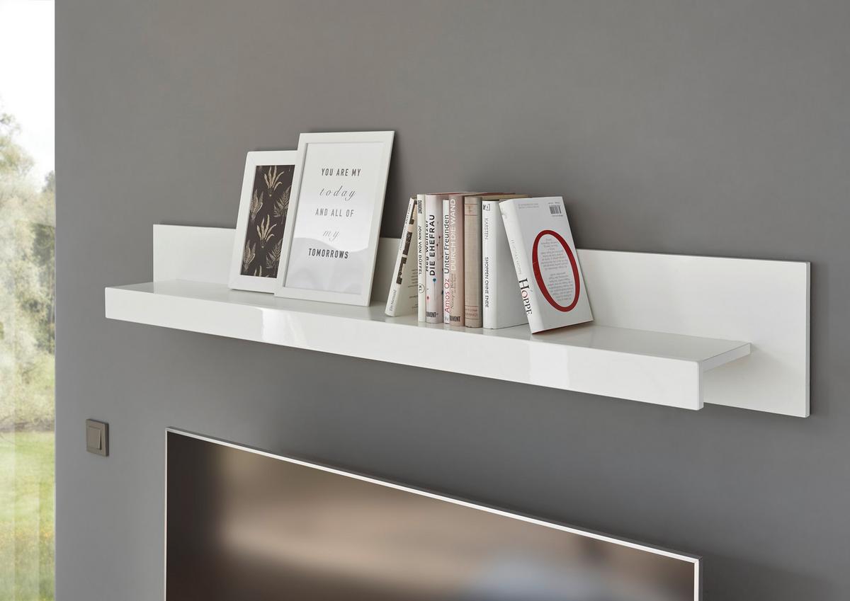 Wandboard Meran Weiß B: 150 cm - Weiß Hochglanz, Design, Holzwerkstoff (150/20/21cm) - MID.YOU