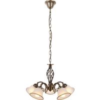 Hängeleuchte H: 120 cm 5-Flammig, mit Glasschirm - ROMANTIK / LANDHAUS, Glas/Metall (60/120cm) - Globo