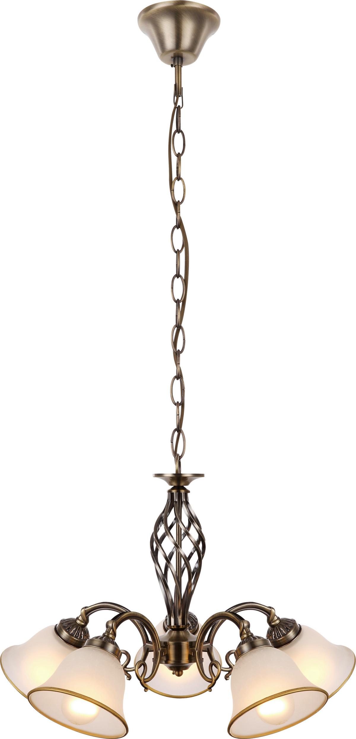 Hängeleuchte H: 120 cm 5-Flammig, mit Glasschirm - ROMANTIK / LANDHAUS, Glas/Metall (60/120cm) - Globo