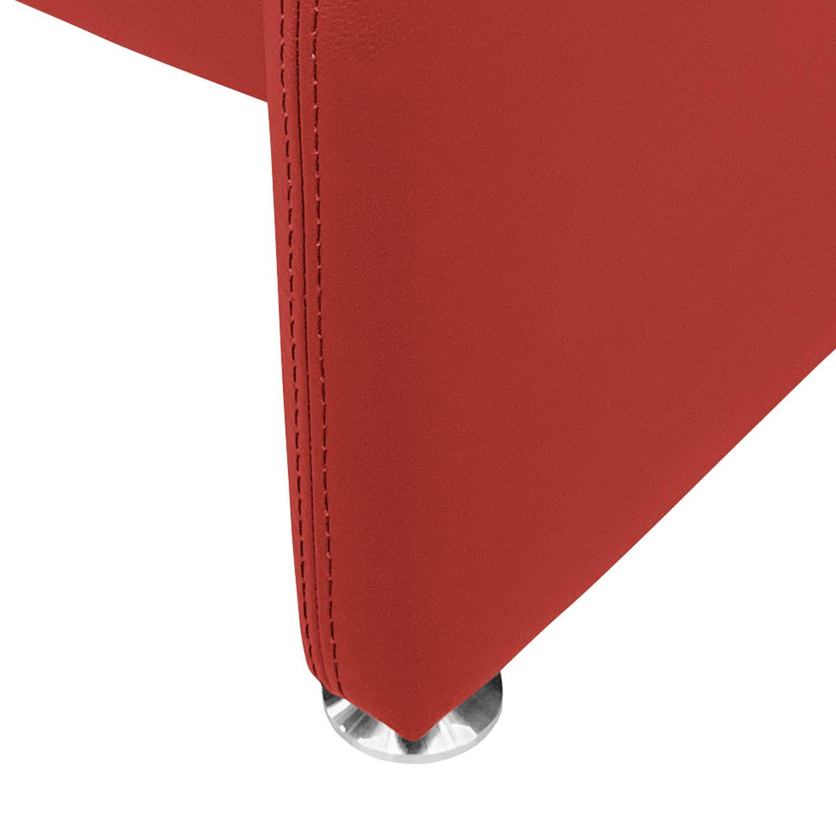 Hocker Comodo Echtleder Rot B: 62 cm - Silberfarben/Rot, Design, Leder (62/42/60cm) - Livetastic