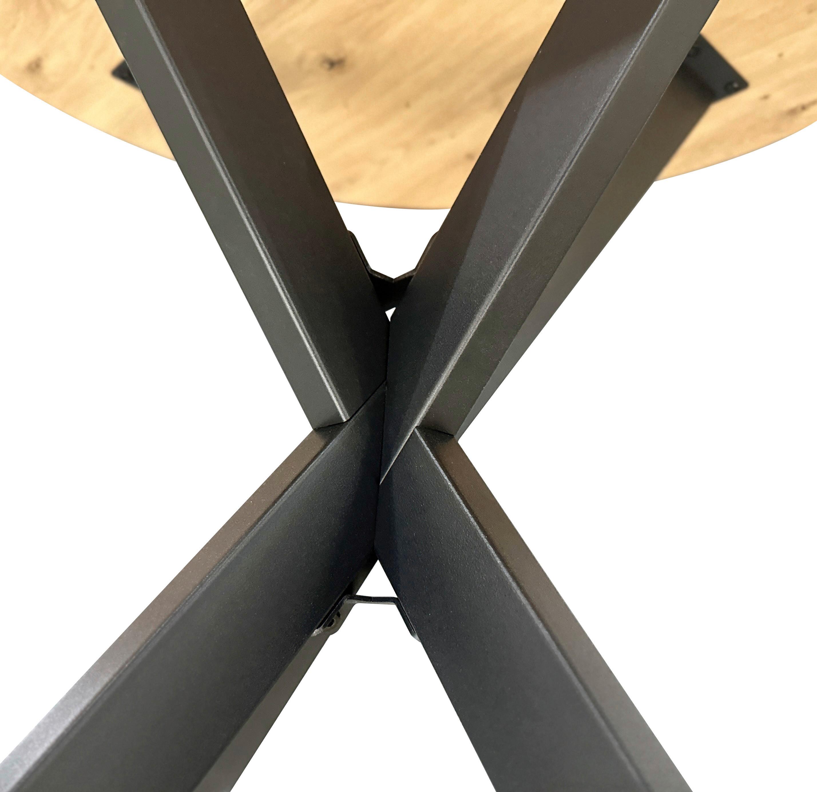 Esstisch Rund Monte 80x75 Cm Schwarz/eichenfarben - Eichefarben/Schwarz, MODERN, Holzwerkstoff/Metall (80/80/75cm) - MID.YOU