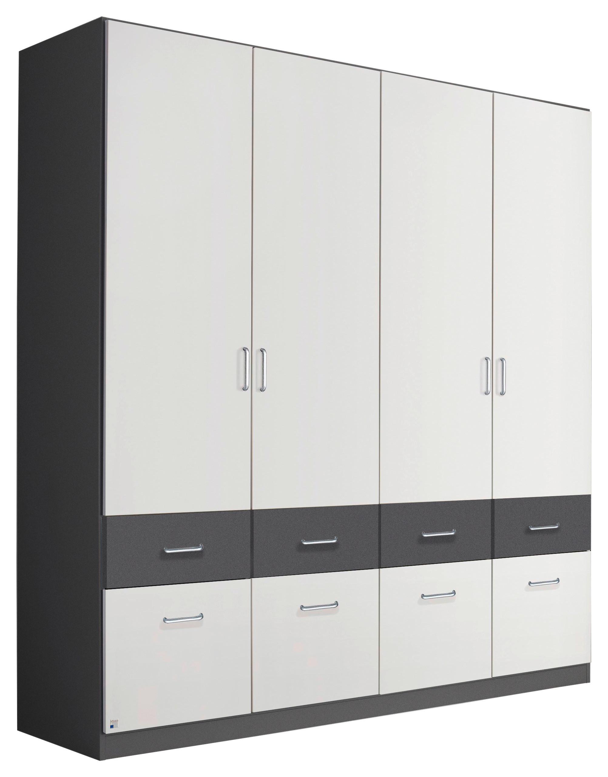 Drehtürenschrank Mit Schubladen 181cm Aalen Extra - Weiß/Grau, KONVENTIONELL, Holzwerkstoff (181/197/54cm)