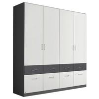 Drehtürenschrank Mit Schubladen 181cm Aalen Extra - Weiß/Grau, KONVENTIONELL, Holzwerkstoff (181/197/54cm)