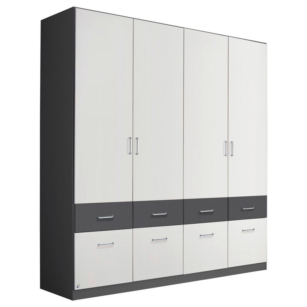 Drehtürenschrank mit Schubladen 181 cm Aalen Extra Grau/Weiß