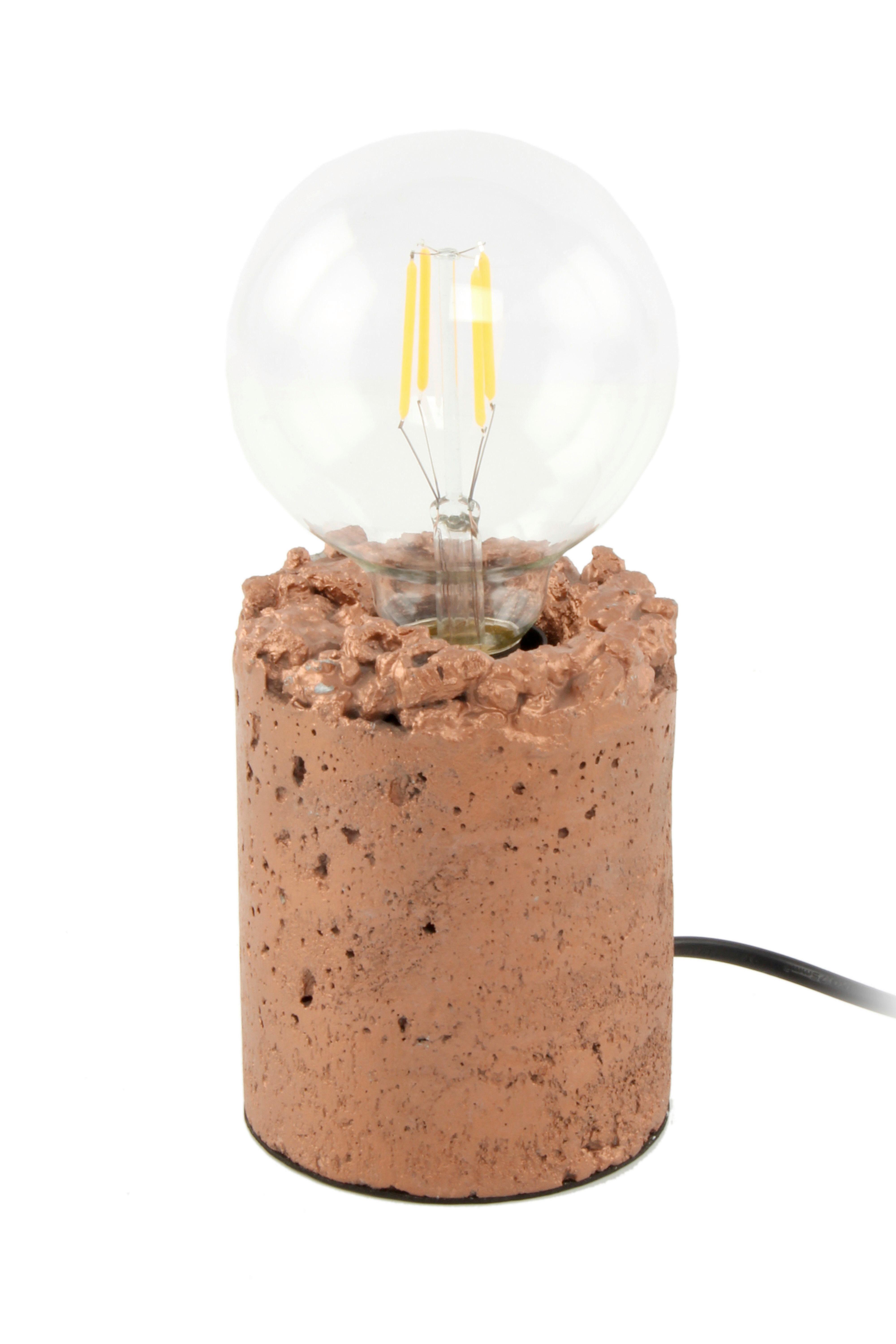 Tischlampe Curacao Kupferfarben - Kupferfarben, Trend, Stein (9,5/9,5/13,5cm) - Kayoom