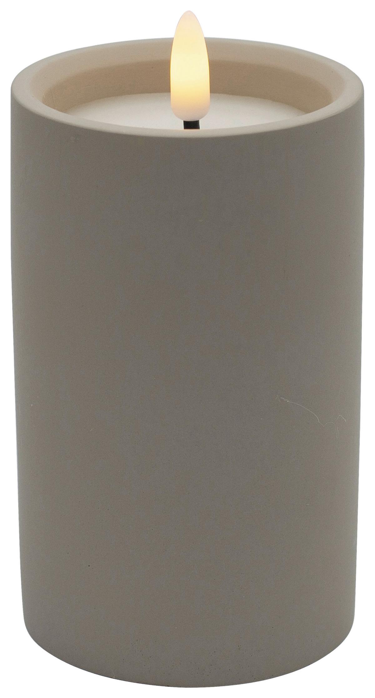 LED svíčka KAREN - šedá, Moderní, plast/kámen (7,5/12,5cm) - Mömax