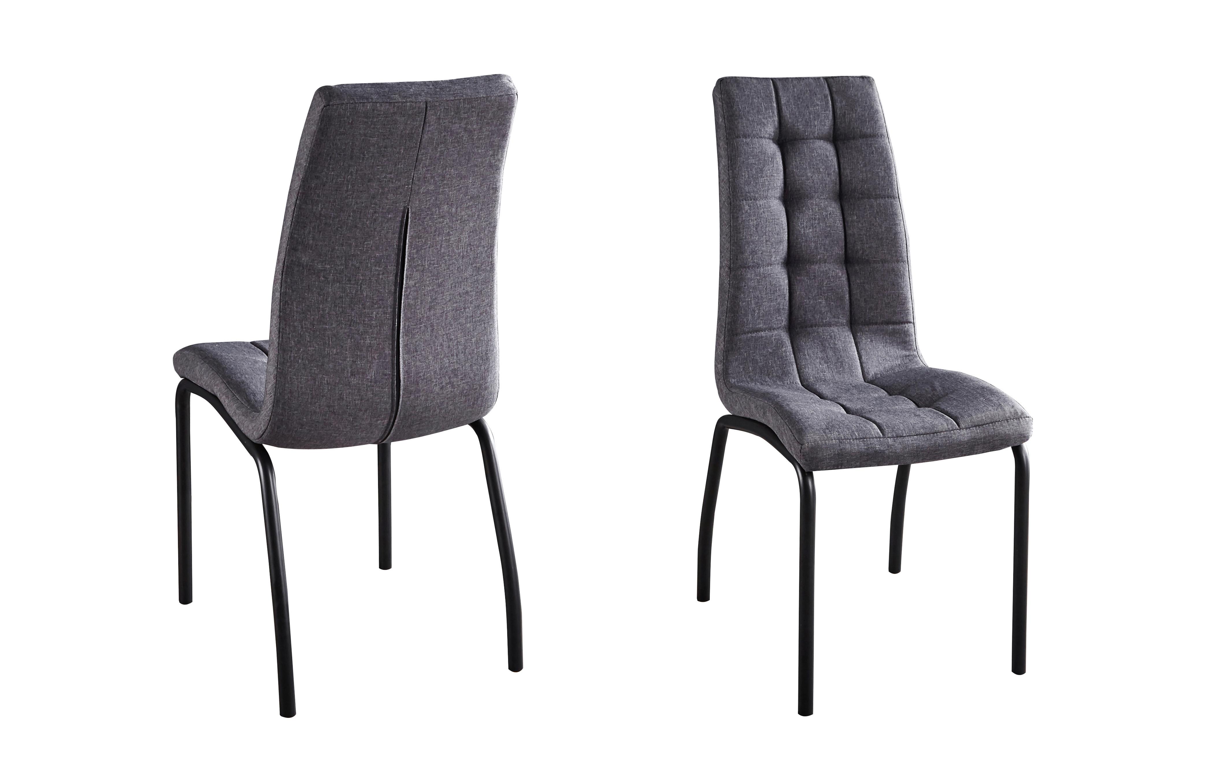 Stuhl-set Hellgrau, Bh: 42cm - Hellgrau/Schwarz, Design, Textil/Metall (42/103/58,5cm) - Livetastic