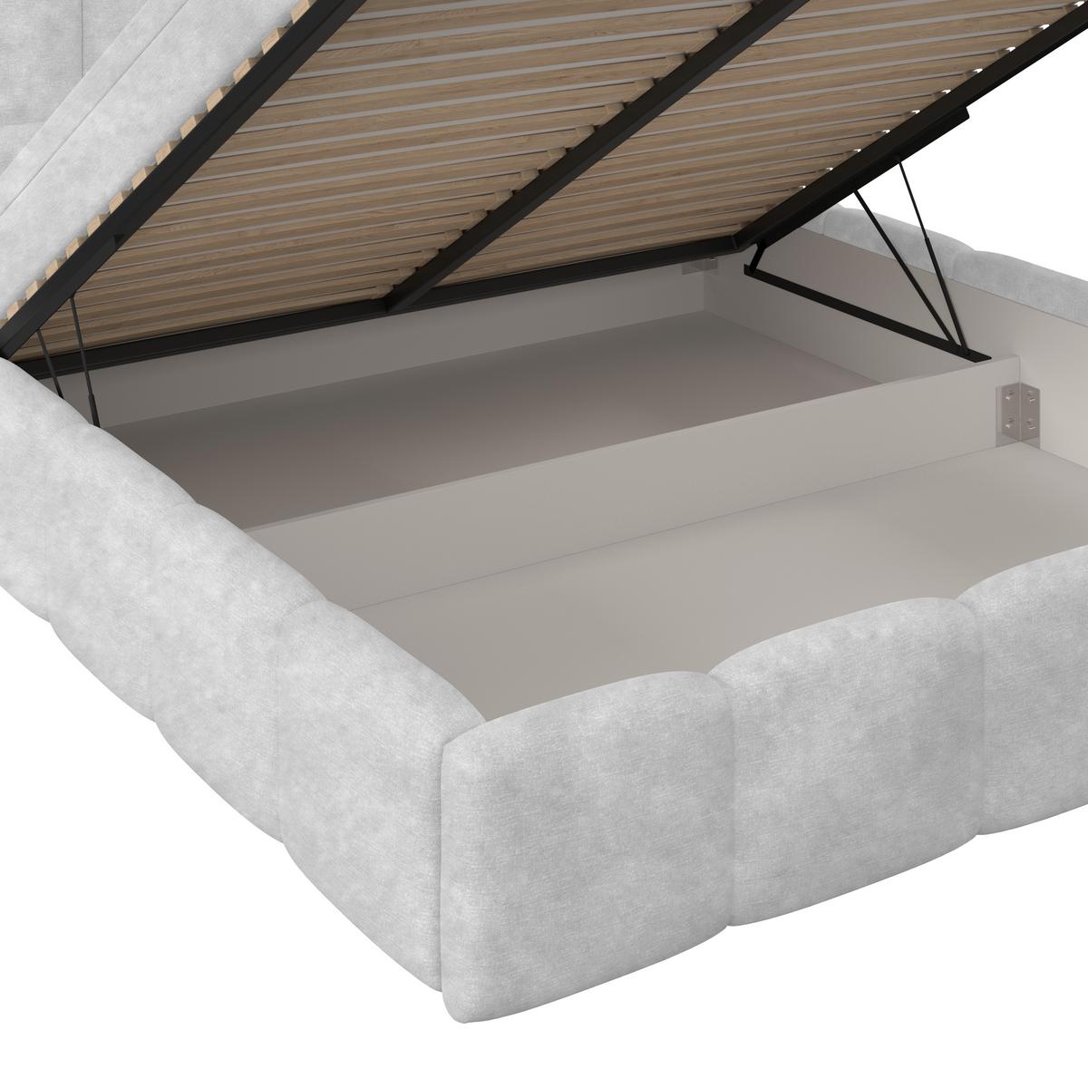 Polsterbett Noe Hellgrau 180x200 cm - Hellgrau/Schwarz, Trend, Textil/Metall (180/200cm)