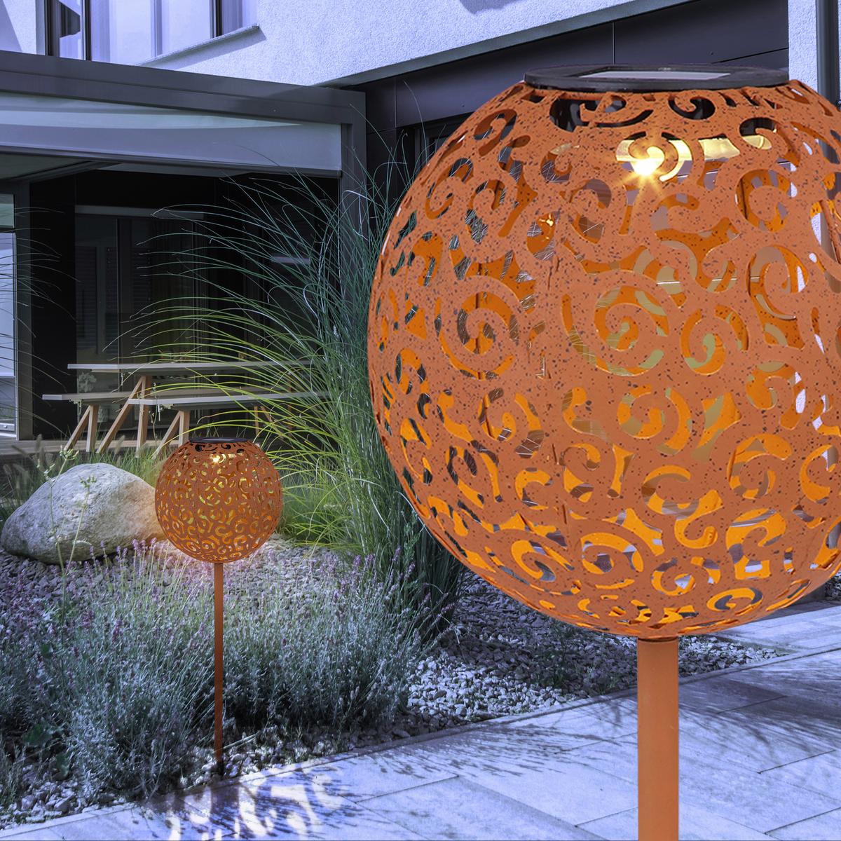 Solarleuchte Schwarz/Rost Solar 1xled Warmweiß H: 54 cm - Rostfarben/Schwarz, Basics, Metall (18,5/54cm) - Globo