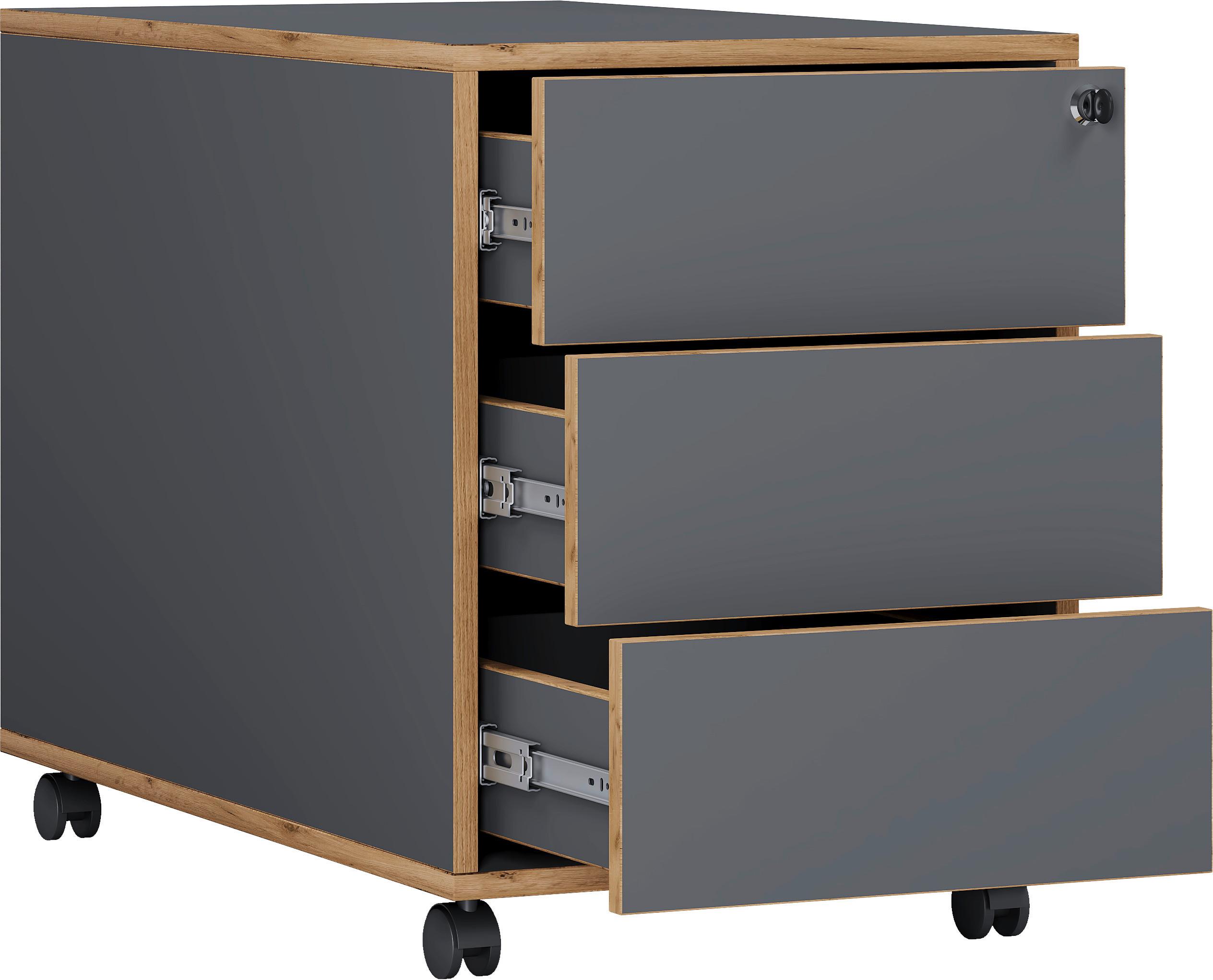 Container Salia Anthrazit, Honigeiche B: 42 cm - Honigeiche/Anthrazit, Design, Holzwerkstoff/Kunststoff (42/50/70cm) - MID.YOU