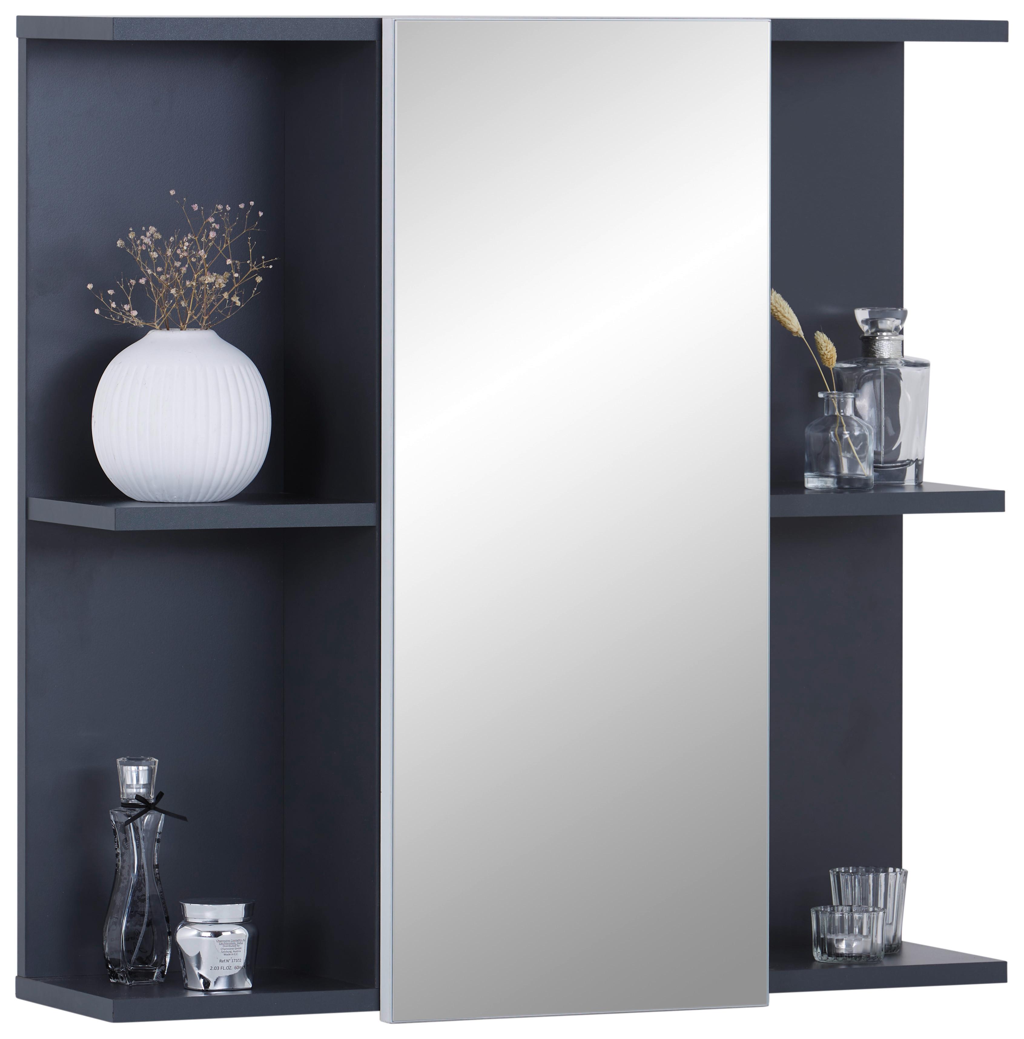 Spiegelschrank Pearl New Snol 119 Bxhxt: 70x71x23 Cm - Anthrazit/Weiß, KONVENTIONELL, Glas/Holzwerkstoff (70/71/23cm)