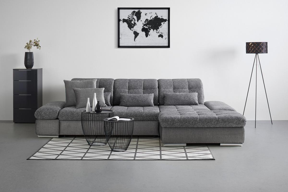 Rohová sedačka SANFINO, pravá, grafitová / sivá - sivá/grafitová, Konventionell, kov/drevo (305/79-96/199cm) - Premium Living