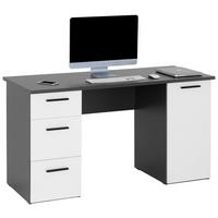 Schreibtisch mit Stauraum B 138 cm H 76cm - Anthrazit/Weiß, MODERN, Holzwerkstoff (138/76/60cm)