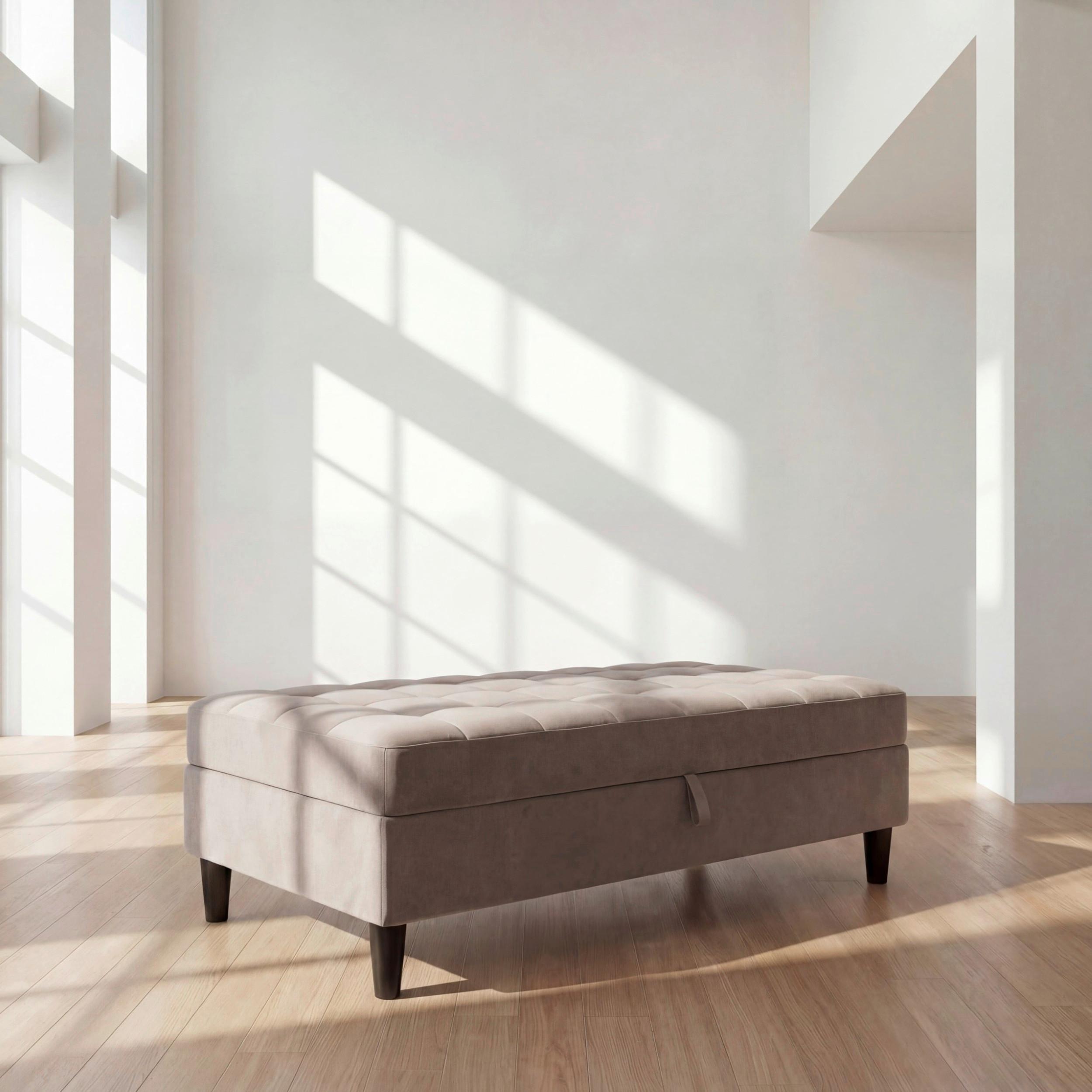 Hocker Palermo Taupe, mit Stauraum - Taupe/Schwarz, Basics, Textil (130/43cm) - Livetastic