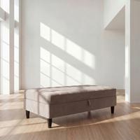 Hocker Palermo Taupe, mit Stauraum - Taupe/Schwarz, Basics, Textil (130/43cm) - Livetastic