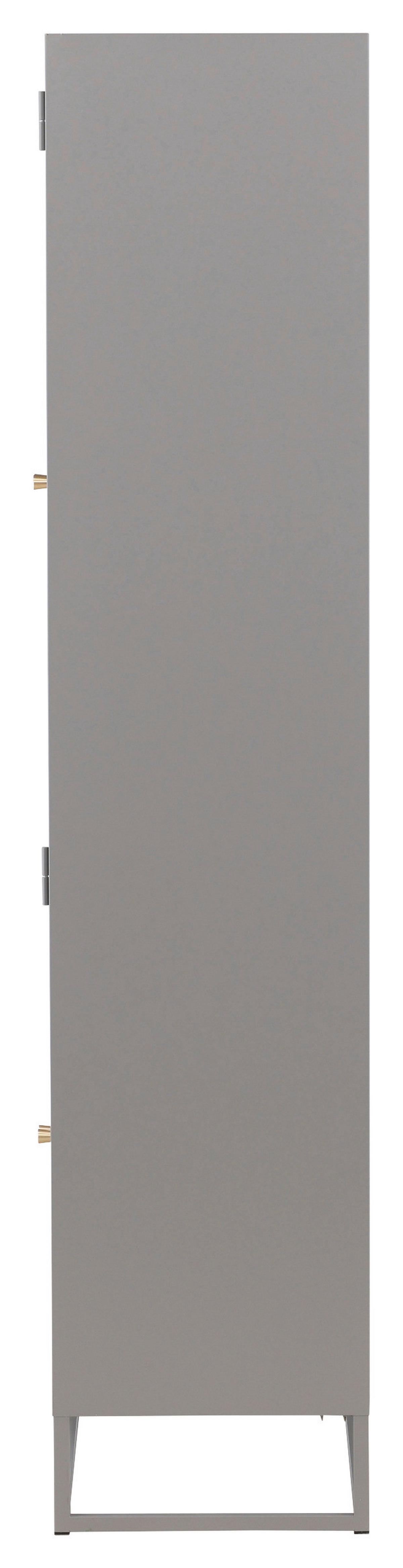 Vitrine Bakal - Hellgrau, Design, Glas/Metall (80/190/41cm) - Livetastic