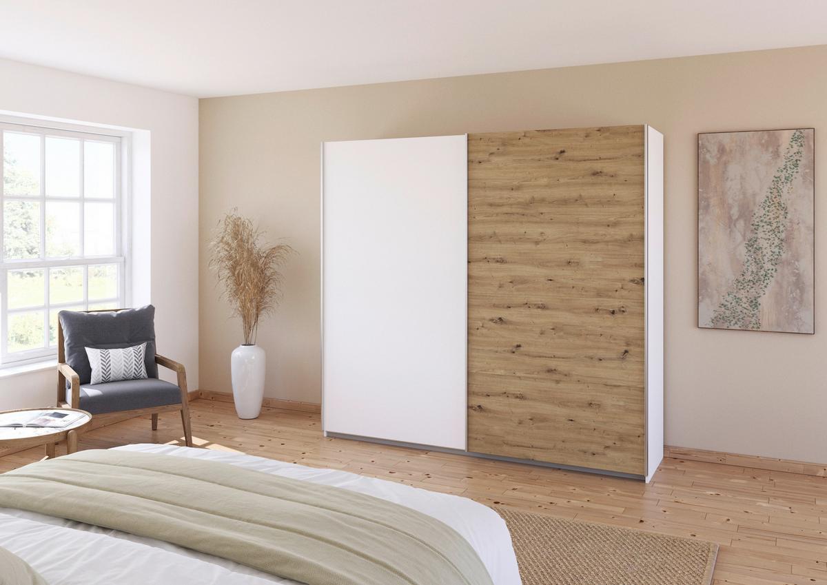 Schwebetürenschrank Feldkirch 225 Normalhöhe - Weiß Hochglanz/Weiß, MODERN, Holzwerkstoff (225/210/62cm)