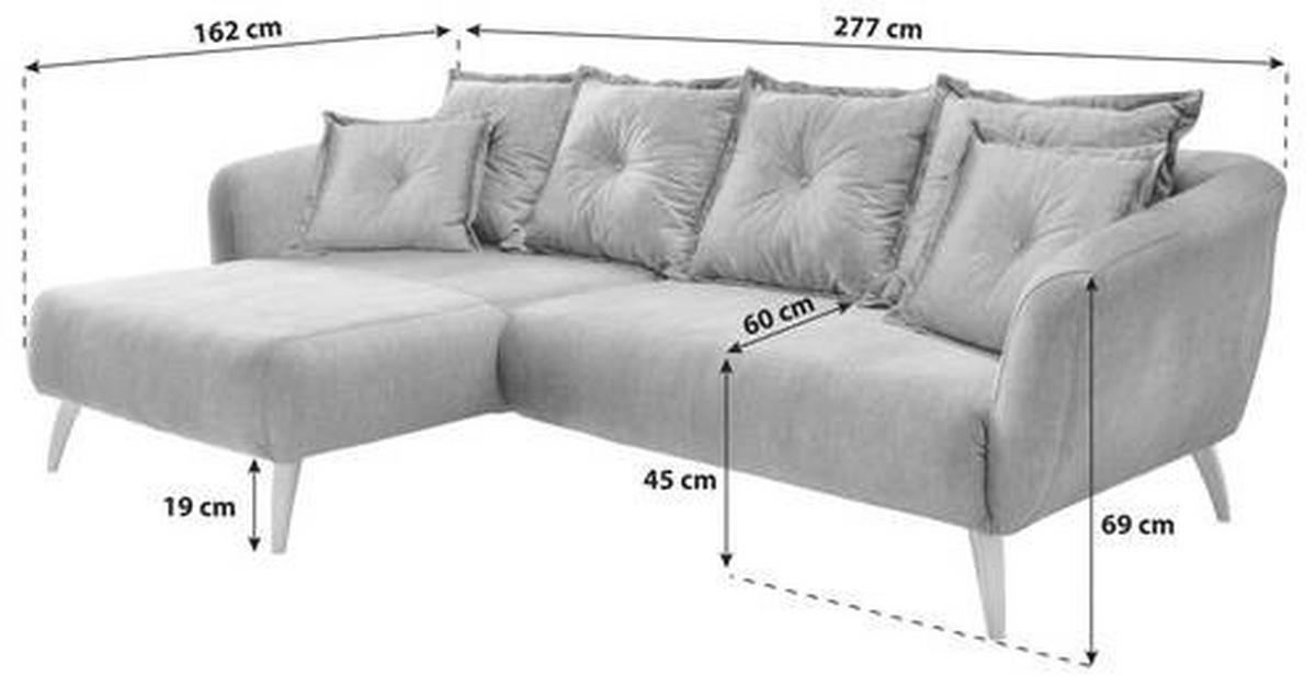 Ecksofa Baggio Mit Kissen Textil Blau/grün - Blau/Multicolor, MODERN, Holz/Textil (162/277cm) - Livetastic