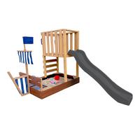 Spielturm Vicky Mit Rutsche Grau - Braun/Grau, Basics, Holz/Kunststoff (180,5/87/150cm) - Ambia Garden