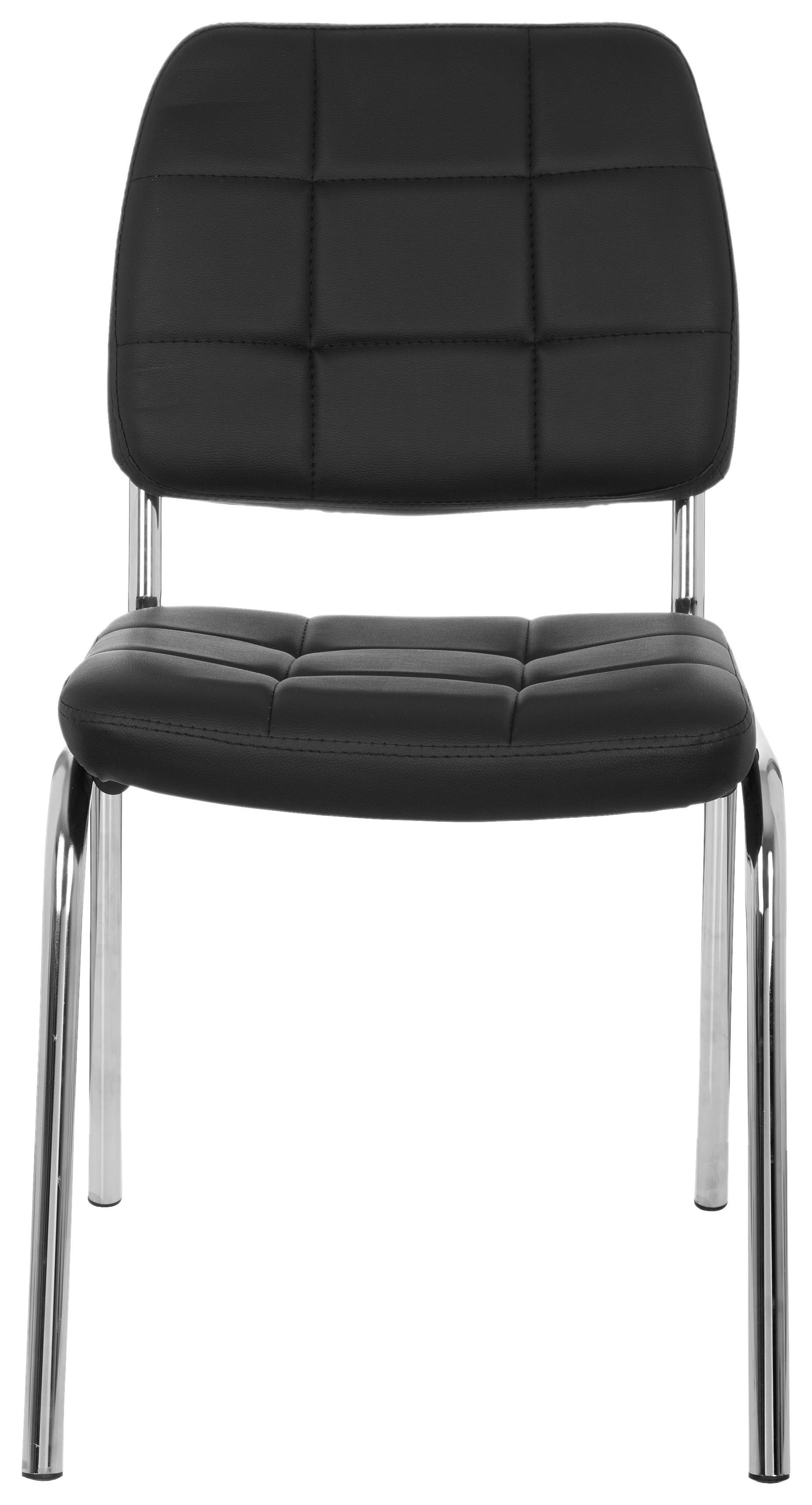 Besucherstuhl Piceno Lederlook Schwarz Bis 110 Kg - Chromfarben/Schwarz, MODERN, Textil/Metall (46/87/50cm) - MID.YOU