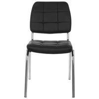 Besucherstuhl Piceno Lederlook Schwarz Bis 110 Kg - Chromfarben/Schwarz, MODERN, Textil/Metall (46/87/50cm) - MID.YOU