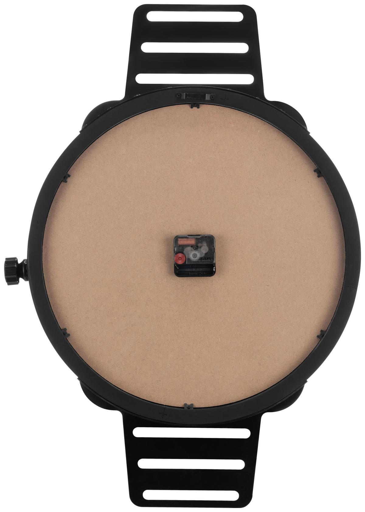 Wanduhr Jelena - Schwarz/Naturfarben, KONVENTIONELL, Holzwerkstoff/Metall (48/68/6cm) - James Wood