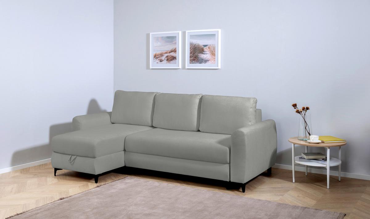Ecksofa Moli, Grau S: 236x148 cm - Schwarz/Grau, Design, Textil (236/148cm) - MID.YOU