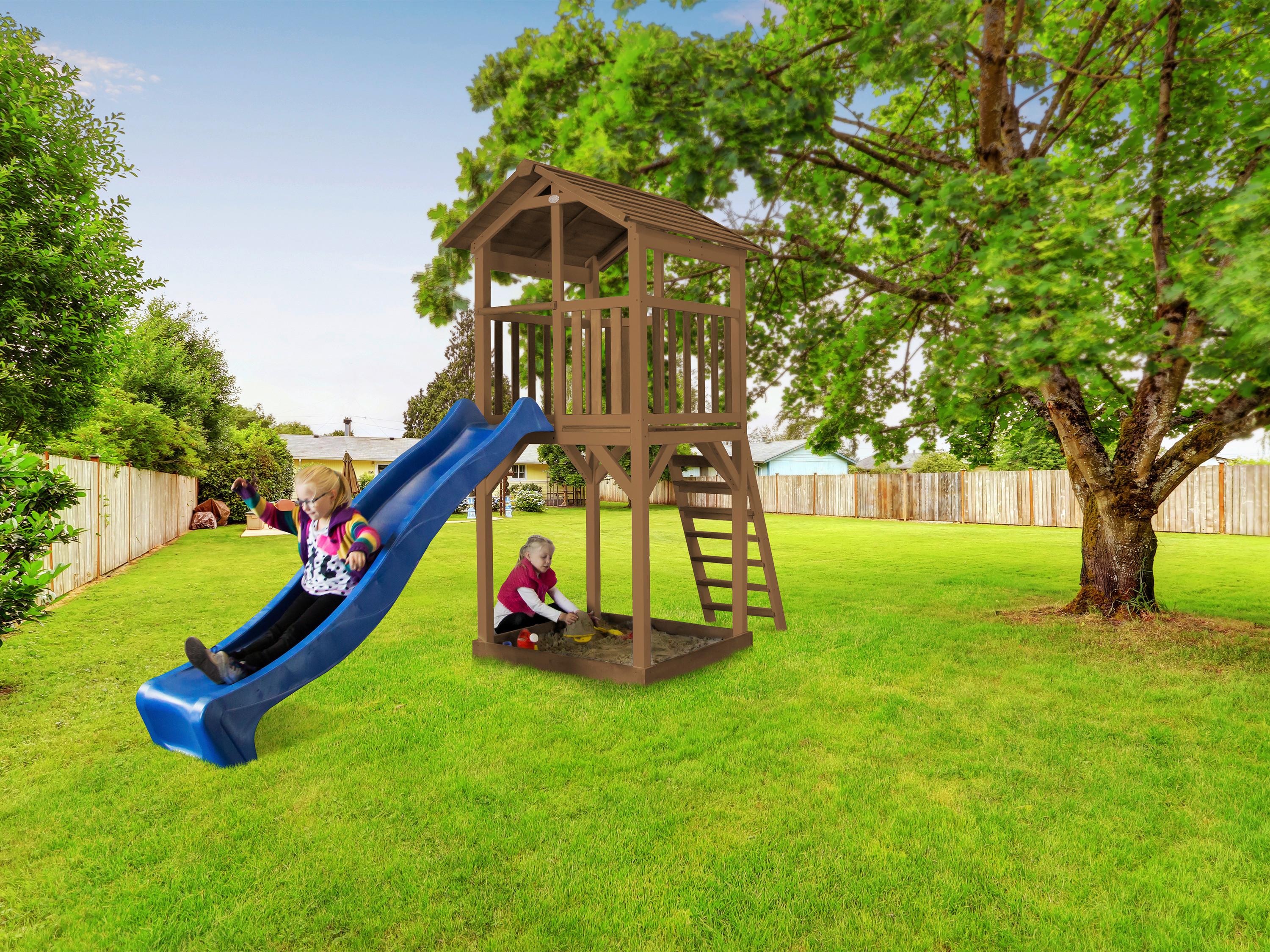 Spielturm Axi Beach Tower - Blau/Braun, KONVENTIONELL, Holz (111/242/349cm) - Ambia Garden