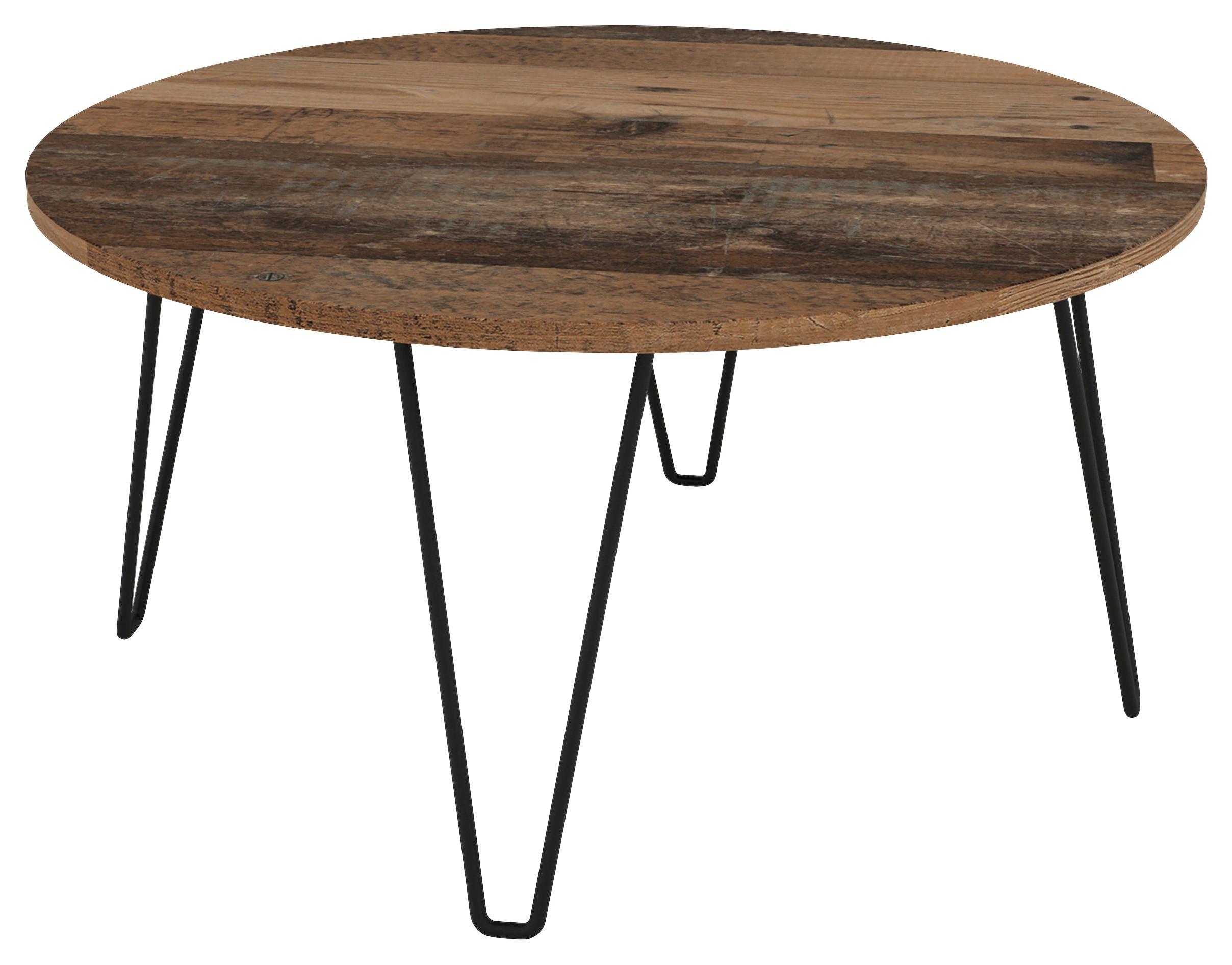 Couchtisch rund Flair Schwarz/Alteiche Dekor - Alteiche/Schwarz, KONVENTIONELL, Holzwerkstoff/Metall (80/80/40cm) - MID.YOU