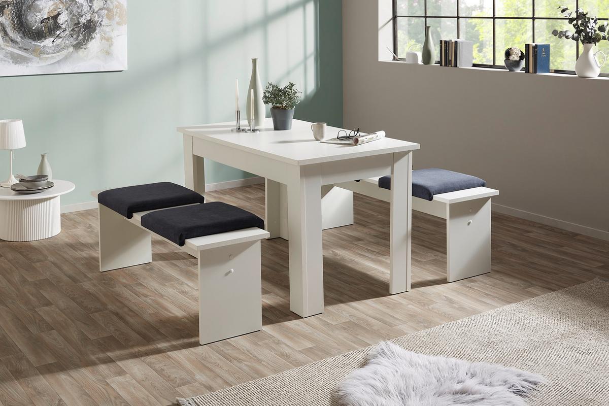 Essgruppe Paris Pan 01 3-Teilig Dekor Weiß - Weiß, KONVENTIONELL, Holzwerkstoff (137/77/75cm)