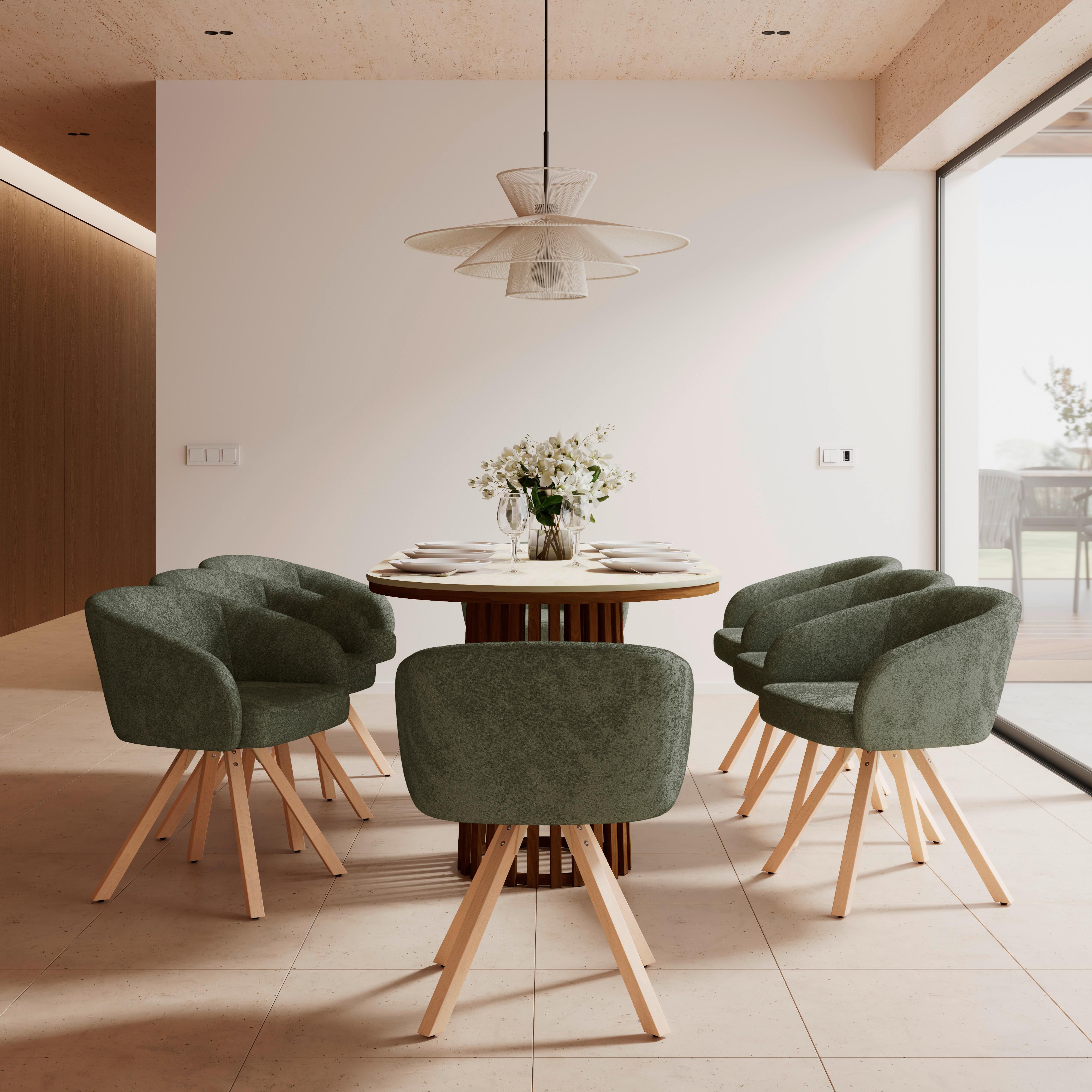 ŽIDLE S PODRUČKAMI NAYA ZELENÁ - zelená/barvy buku, Moderní, dřevo/textil (62/65/81cm) - Bessagi Home