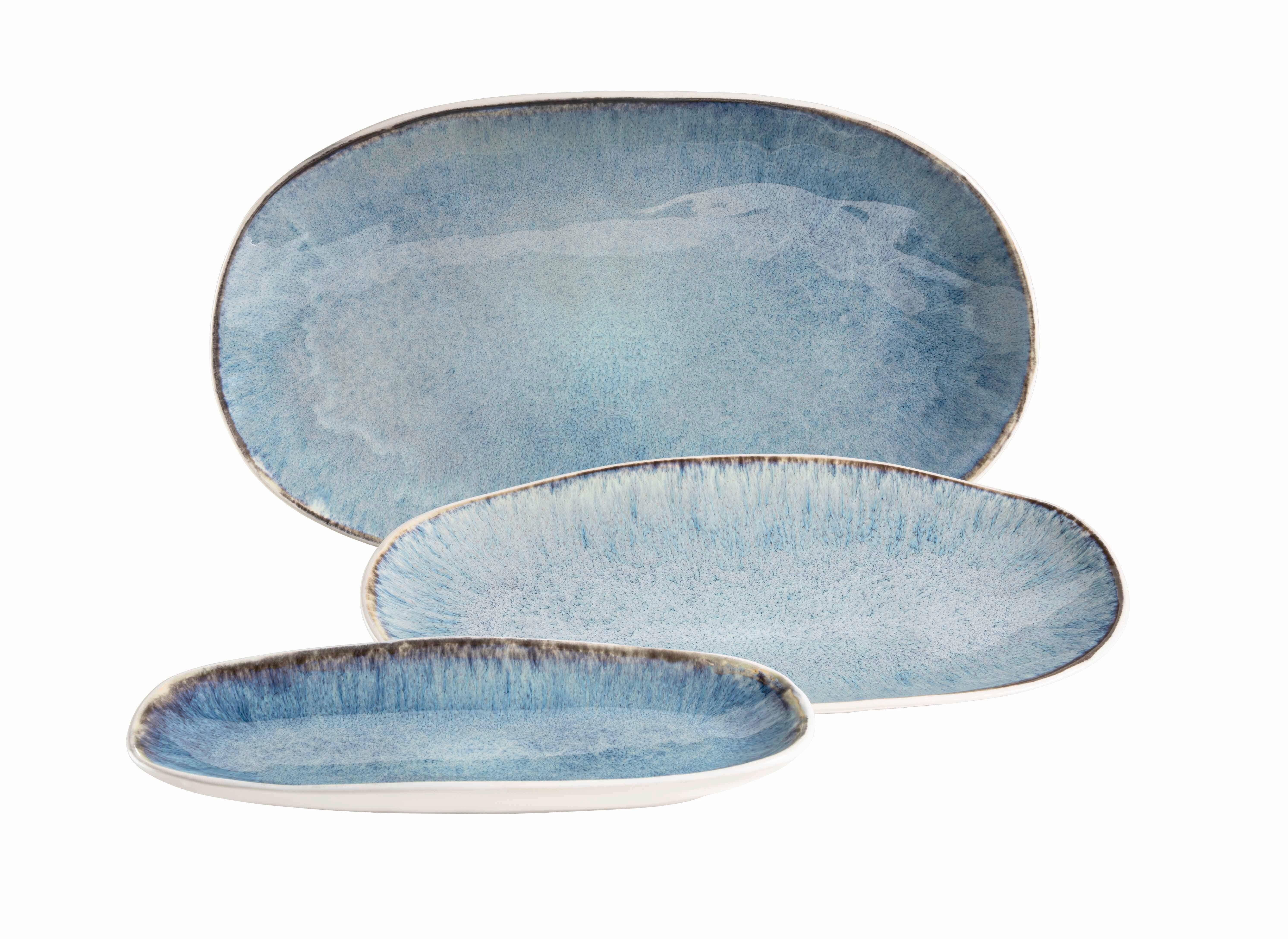 Servierplatte Aus Steinzeug Frozen 3--Teilig. Blau - Blau, Basics, Keramik (39/24,5/10cm) - Mäser